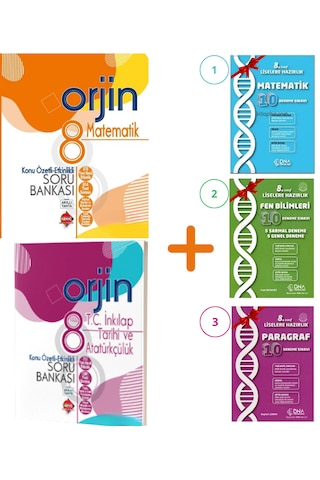 Orjin 8. Sınıf Soru Bankası Seti + 3 Hediye Deneme