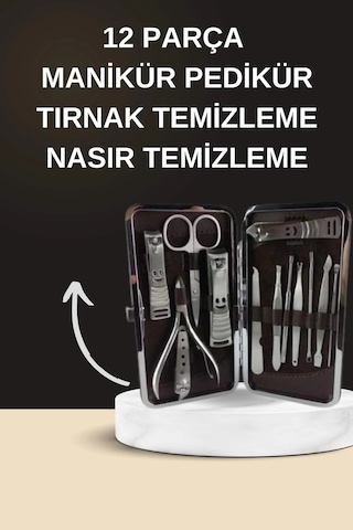 Mey İthalat Elektrikli Manikür Pedikür Seti İkili Set 12 Parça Tırnak Bakımı Törpü Protez Çıkarma