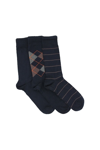 Cf Colour Feet 3'Lü Paket Klasik Desenli Lacivert Erkek Çorap Lacivert