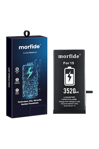 Morfide Apple Uyumlu iPhone 15 3520mah Yüksek Kapasiteli Batarya