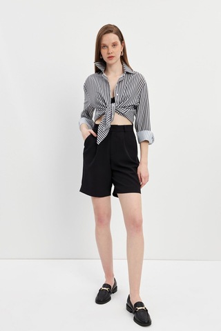 Stella Pulvis Siyah Oversize Çizgili Gömlek Siyah