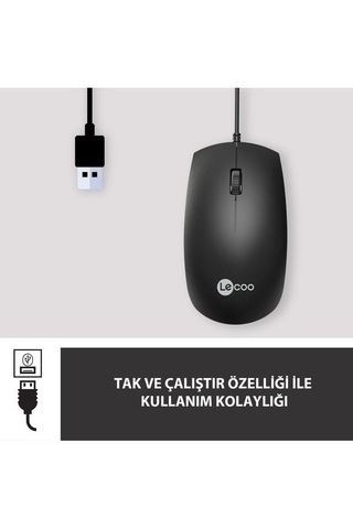 Lecoo Ms100 Usb Kablolu 1000dpı 3 Tuşlu Optik Mouse Ms100