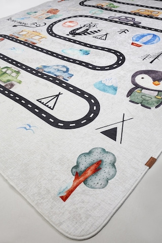 Araba Yolu Oyun Matı 120x160 cm Bebek Çocuk Halısı Gri Yenidoğan Yumuşak Aktivite Etkinlik Örtüsü