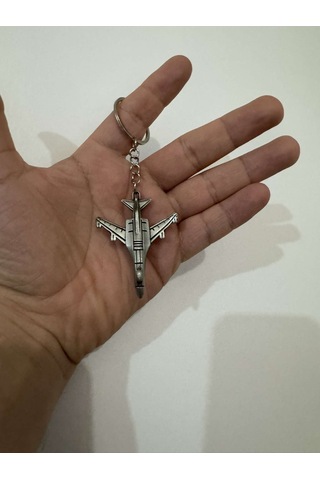Herşey Nota F16 Deniz Savaş Uçağı 3d Kaliteli Gümüş Tekerlekli Anahtarlık Vey