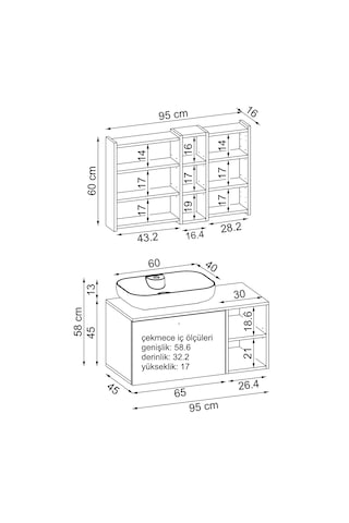 Lavabolu Mdf 95 Cm Lotus Oval Lavabolu Dolap Atlantik Çam Beyaz Atlantik Çam - Beyaz