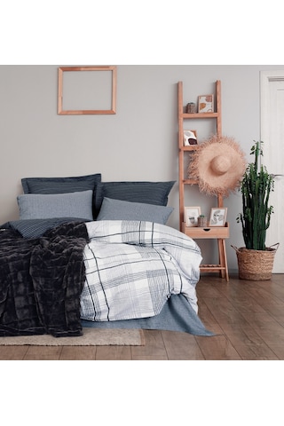 Cotton Box Çift Kişilik Trim Battaniyeli Nevresim Takımı Smooth Siyah