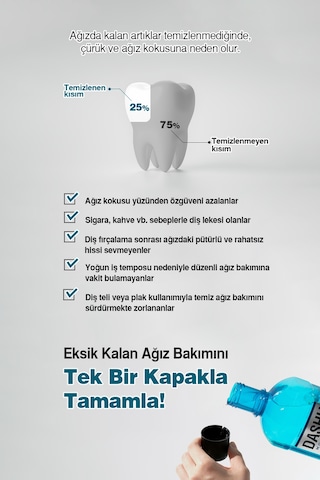Dashu Daily Mouthwash Cool Mint Nane Aromalı Ağız Bakım Suyu 800 ML