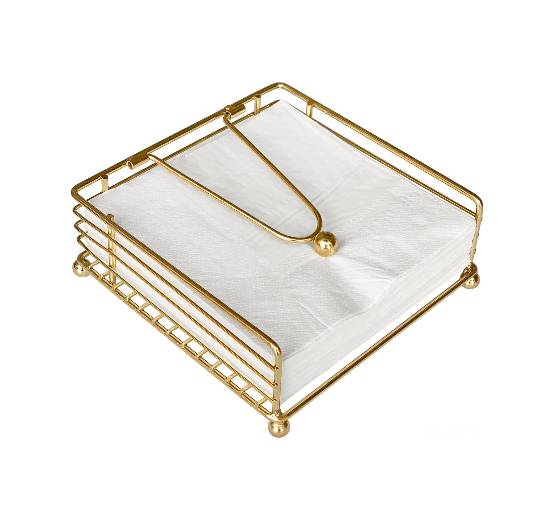 Mufunye Demir Çelik Kare Masa Peçete Tutucu, Mutfak/restoran Dekorasyonu, Ağırlıklı Kol İle Düz Yüzeyli Peçete Dağıtıcı Altın