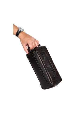 Bizoon Np176 Gerçek Deri Erkek Portföy El Traş Çantası Siyah-Siyah