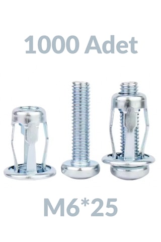 M6x25 1000 Adet Sac Arkası Açılır Somun Çiçek Perçin Somunu - Kriko Ankraj Fener Tipi Genleşme Vidası M6