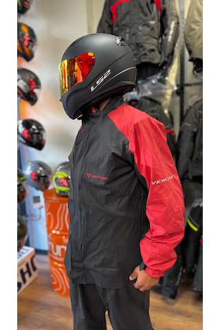 Venom Motorcu Yağmurluk Pu Kırmızı Siyah