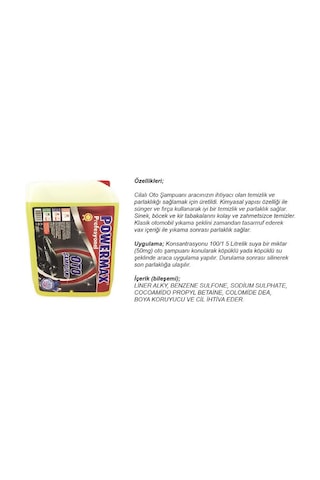 Powermax Profesyonel Cilalı Oto Şampuanı 5 Kg