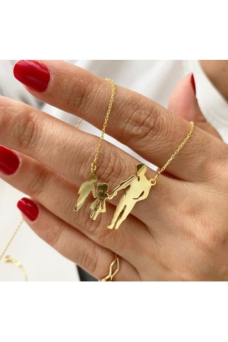 Simurg Jewellery Gümüş Baba Kız Erkek Çocuk Kolye