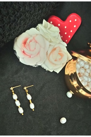 24k Altın Kaplama Geçek İnci Top Kısa Uzun Farklı Tasarım Küpe Be Gold