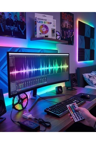 Mey İthalat 5050 Rgb Led Şerit 5 Metre Uzaktan Kumandalı Ortam Aydınlatma Led