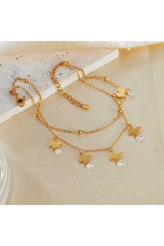 Sones Opk Gz200 Çift Katmanlı Paslanmaz Çelik Kelebek Bileklikler Altın