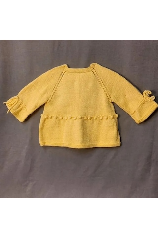 Uretti - Talia 8659 - 1599 El Örgüsü Kız Çocuk Sarı Hırka Ve Şapka Takım - 2 Yaş Sarı