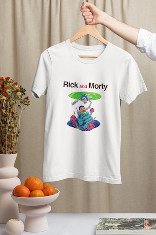 Noıssey Rick And Morty Tasarımlı Unisex Oversize Beyaz T-shirt