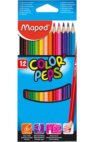 Maped Kuru Boya Karton Kutu Tam Boy Üçgen 12 Renk 183212