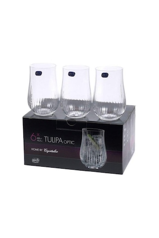 Bohemia Kristal Tulipa Jumbo Optikli 6’Lı Meşrubat Bardak Takımı