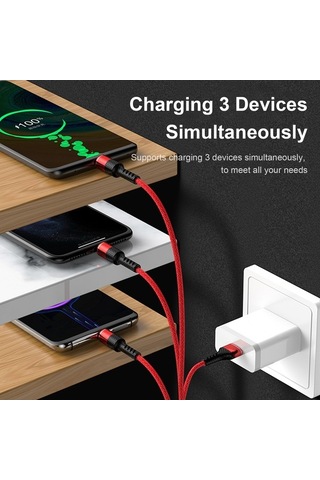 Sandwich 1.2m Gümüş 3'lü Usb Şarj Kablosu Lightning/type-c/micro Usb Uyumlu 3a Hızlı Şarj