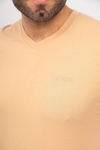 Fore Sport Erkek V Yaka T-shirt Bej