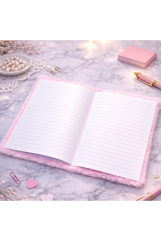 Kalpli Pembe Peluş Defter Diğer