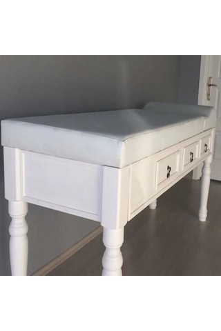 Ahşap Çekmeceli Muayene Masası Beyaz El Yapımı, Ayarlanabilir Ve Silinebilir Deri Kaplama
