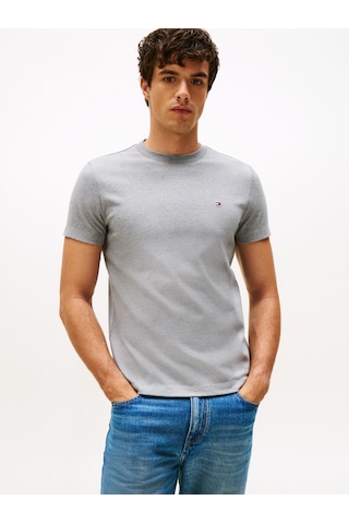 Tommy Hilfiger Klasik Sıfır Yaka T-shirt Gri