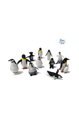 12'li Kaliteli Mini Et Dolgulu Penguen Figür Oyuncaklar 5 Cm.