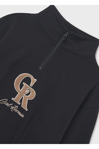 Mayoral Siyah Kız Çocuk Kabartmalı Sweatshirt 7424 Siyah