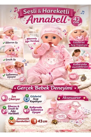 Baby-born Etkileşimli Anabelle 8 Fonksiyonlu Su İçen Altını Islatan Bezli 43 Cm Oyuncak Bebek