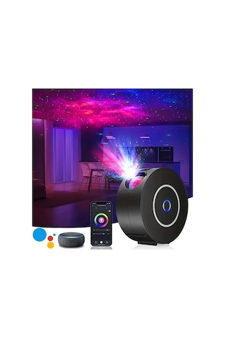 Honeybeeshop 1 Adet Tuya Akıllı Yıldız Projeksiyon Işığı Beyaz Renkli Led Galaksi Gece Gökyüzü Projesi Uygulama Kontrollü Kablosuz