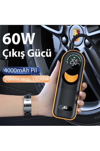 Hızlı Doldurma Çok Güçlü Şarjlı Lastik Şişirme Pompası Araç Kompresörü Tır Kamyon İçin 17l/dk Çift Motorlu