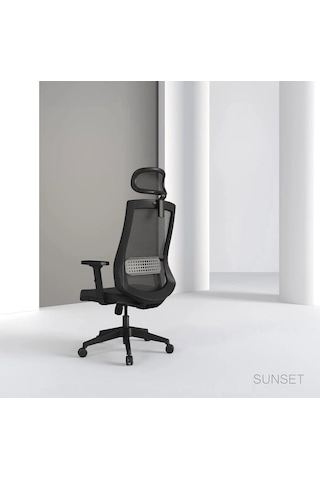 Sunset Fileli Oynar Kollu Ofis Yönetici Çalışma Koltuğu Siyah