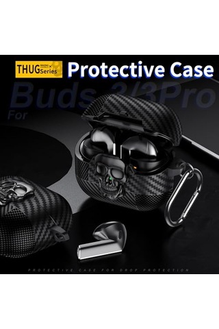 Samsung Galaxy Uyumlu Buds 3 Fe/buds 3 Pro/buds 3 Kılıf Kapak Kafatası Kilitli Ve Anahtarlıklı Erkekler İçin, Komik Karbo Çok Renkli