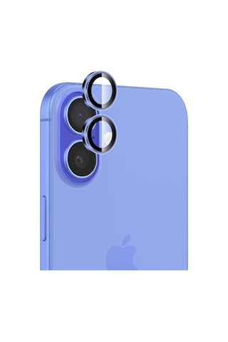 Bix Apple Uyumlu iPhone 16 / 16 Plus Lens Koruyucu Kamera Lensi 9h Gerçek Cam Crystal Ar+af Ultramarin
