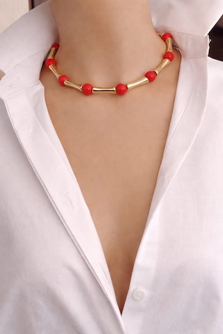 Rio Nar Çiçeği Gold Choker Kolye Renkli