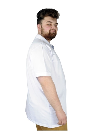 Mode Xl Erkek Tshirt Polo Yaka Cepli Klasik Pike 20552 Beyaz 001