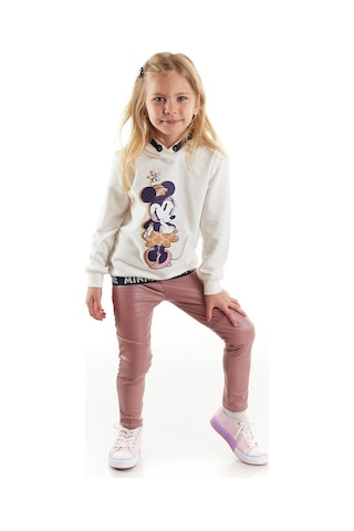 Minnie Mouse Supermino Minnie Lisanslı Kız Çocuk Kapüşonlu Sweatshirt Ve Deri Tayt 2'Li (552858168)