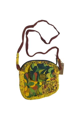 Vintage Salaş Renkli Küçük Boy Uzun Askılı Günlük Çapraz Postacı Omuz Çantası 22 Cm X 15 Cm Yeşil - Sarı