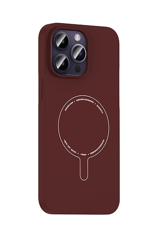 iPhone Uyumlu 14 Pro Max Kılıf M-safe Şarj Özellikli Kamera Korumalı Ardx Elio Sert Pc Kapak - Bordo