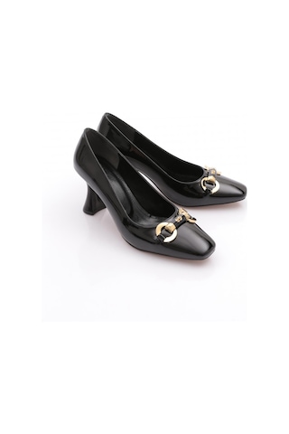 Dgn 25238 Kadin Tokali Topuklu Ayakkabi Siyah Rugan