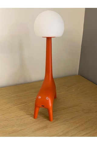 Ilgaz Zürafa Şekli Şarj Edilebilir Bluetoothlu Atmosfer Led Masa Lambası Çocuk Odası Çalışma Masası Bebek Odası Turuncu