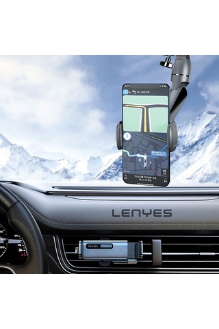 Dikiz Ayna Araç Telefon Tutucu Lenyes Cr146 360 Dönebilen Oynar Başlıklı Siyah