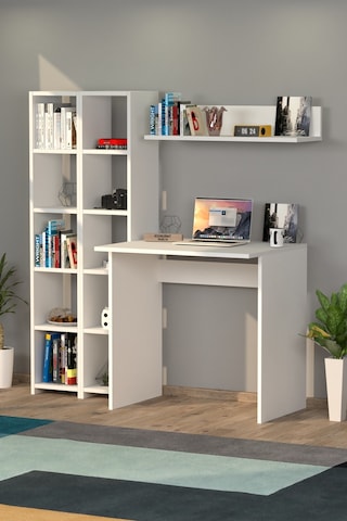 Moonlife Moonlife Trend Kitaplıklı Çalışma Masası Beyaz