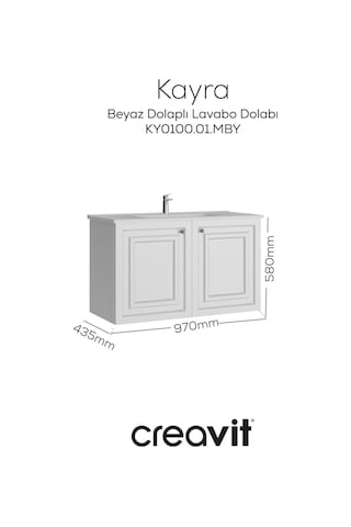 Creavit Kayra Lavabo Dolabı Kapaklı 100cm Mat Beyaz Mat Beyaz