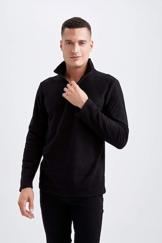 DeFacto Siyah Tüylenme Yapmayan Soğuk Geçirmez Regular Fit Dik Yaka Fermuarlı Polar Sweatshirt Y3996AZNSBK81