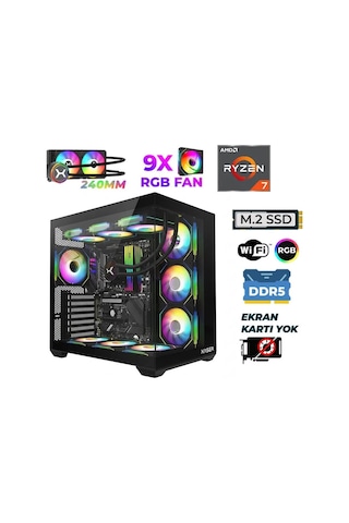 Xaser Raze X210 R-7 9800X3D 16 GB   512 GB M.2 Nvme  SSD Free Dos Masaüstü Oyuncu Bilgisayarı