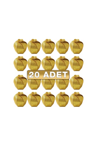 Premium Altın Sarı Simli Yaldızı Cupcake - Hediye, Şeker Ve Kurabiye Sunum İkram Kutusu Sarı - 20'li Paket